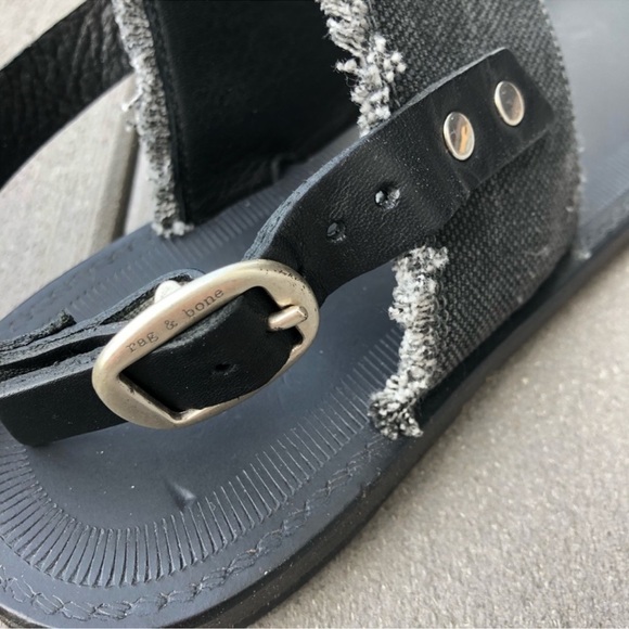 Rag & Bone Claire Leather Denim Thong Sandals | Size 8.5 | Gray - Picture 5 of 8